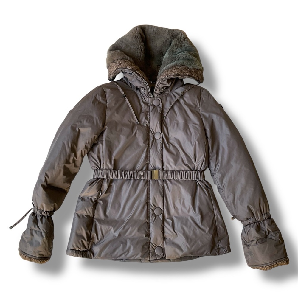 Seventy Venezia Down Filled Fur Trim Puffer Jacket in  Brown IT Size 46/ US 10